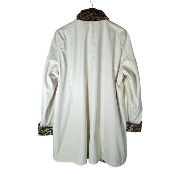 Dennis Basso Reversible Tan and Leopard Cheetah Animal Print Coat Sz L Faux Fur - Picture 9 of 10
